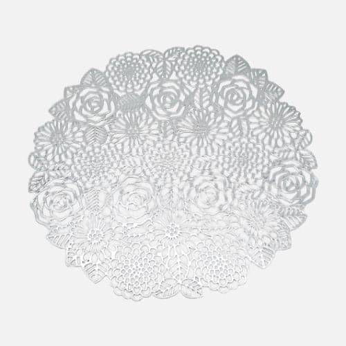 Silver Rose Pattern Round Placemats For Dining Table