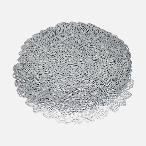 Silver Rose Pattern Round Placemats For Dining Table