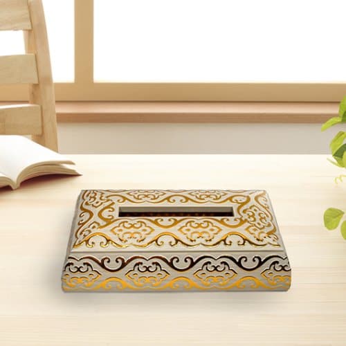 White Gold Decorative Tissue Box