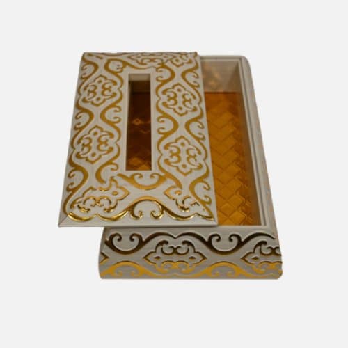 White Gold Decorative Tissue Box