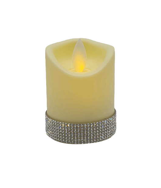 LED candle with silver jewelled