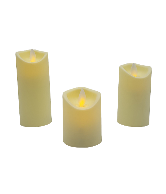 Set of 3 Battery-operated LED Candles with Moving Flame
