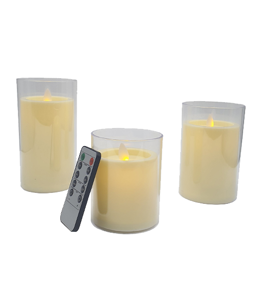 Set of 3 Rechargeable Flameless Candles with Remote and Flickering LED