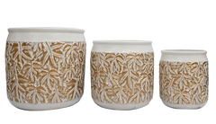 Brown Leaf Ceramic Flower Pot (3 pcs set)
