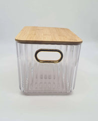 Clear Acrylic storage bin Bamboo cover lids