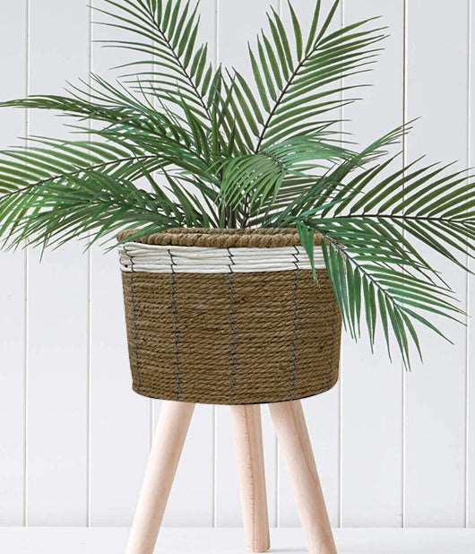 Jute Handwoven Basket Stand with Tripod Legs