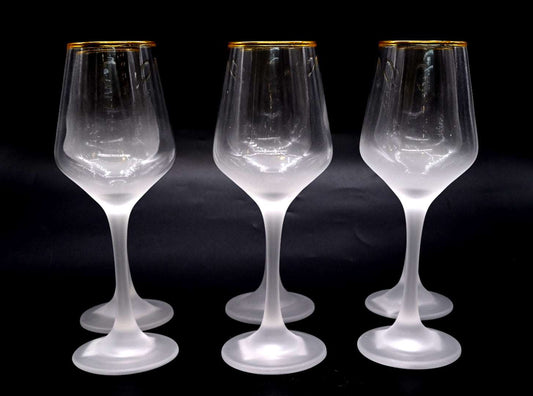 Gold Rimmed Deco Wine Glasses