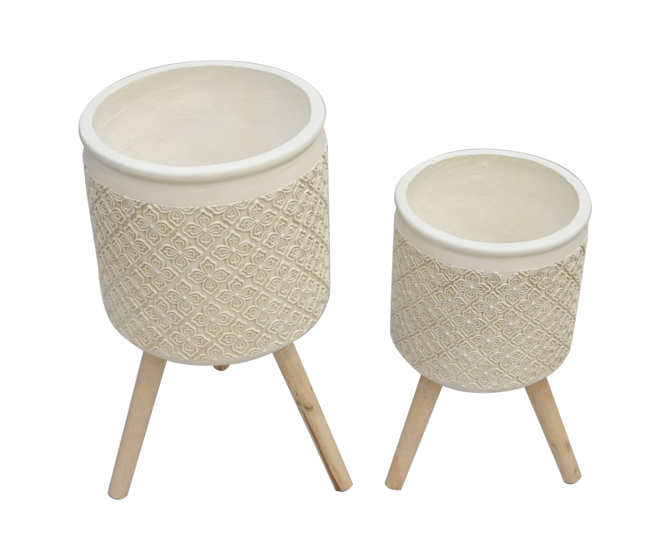 White Tripod styled Flower Pots (2 Pcs Set)