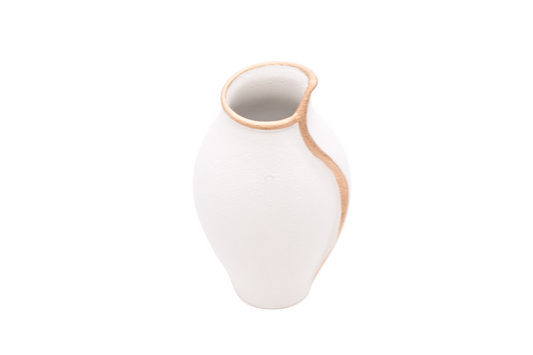 White and Brown Ceramic Floral Vase