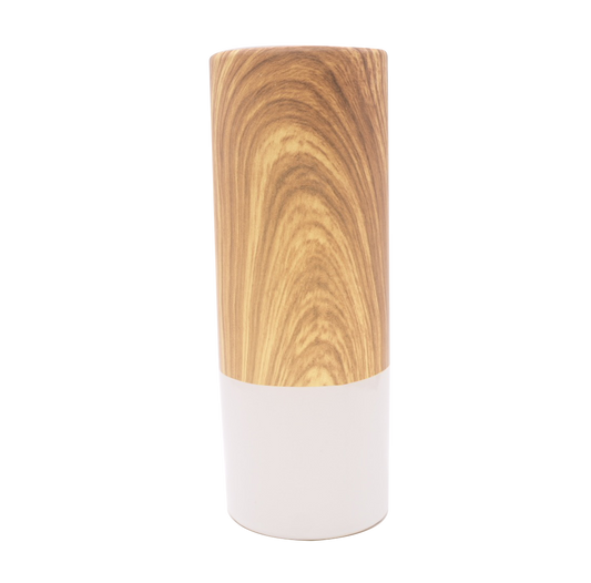 White and Wooden Floral Vase