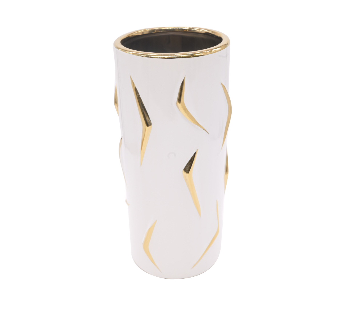 Matte white and gold floral vase (Large)