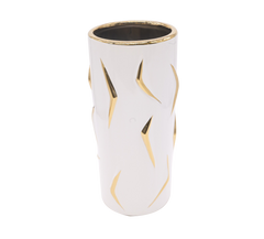 Matte white and gold floral vase (Small)