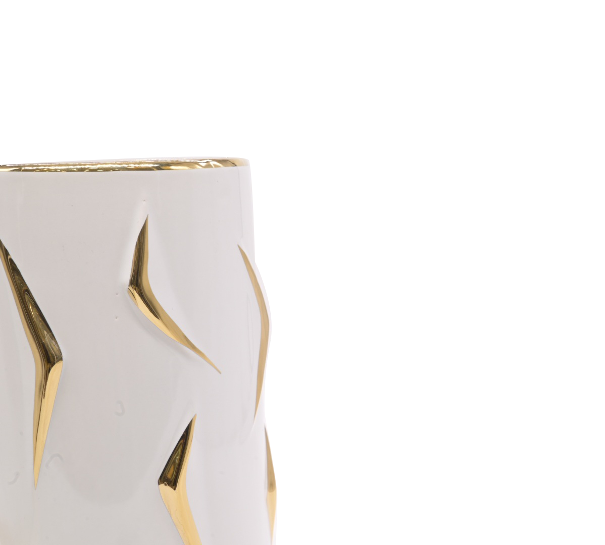 Matte white and gold floral vase (Large)