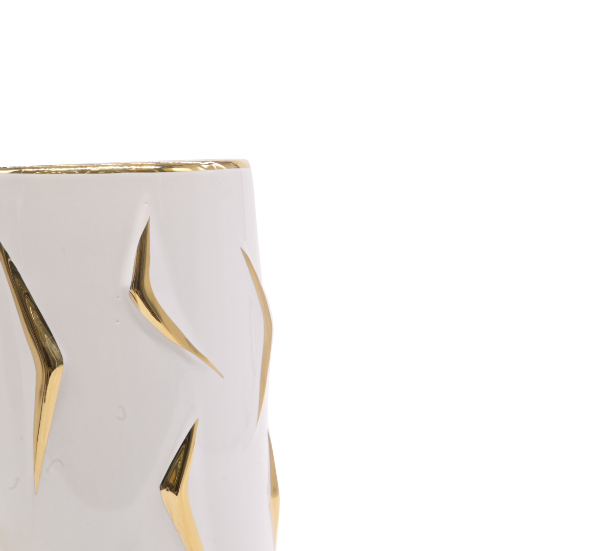 Matte white and gold floral vase (Medium)