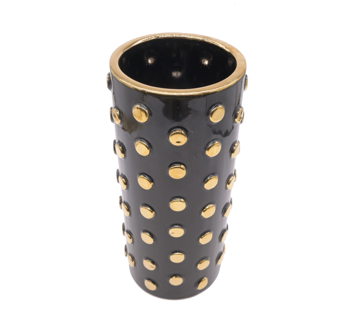 Matte black and gold floral vase