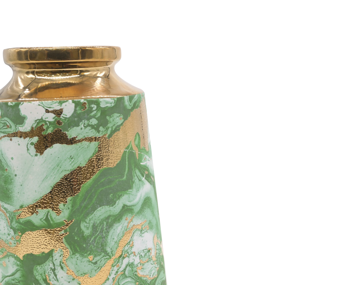 Green & Gold Metallic Floral Vase (Medium)