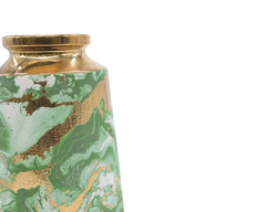 Green & Gold Metallic Floral Vase (Medium)