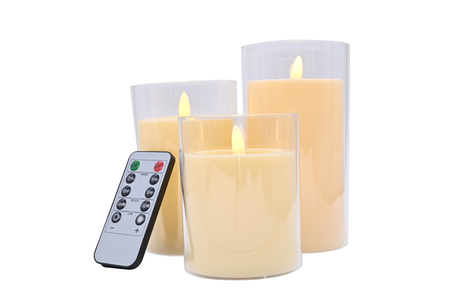 Set of Three Flameless Candles with Remote