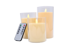 Set of Three Flameless Candles with Remote