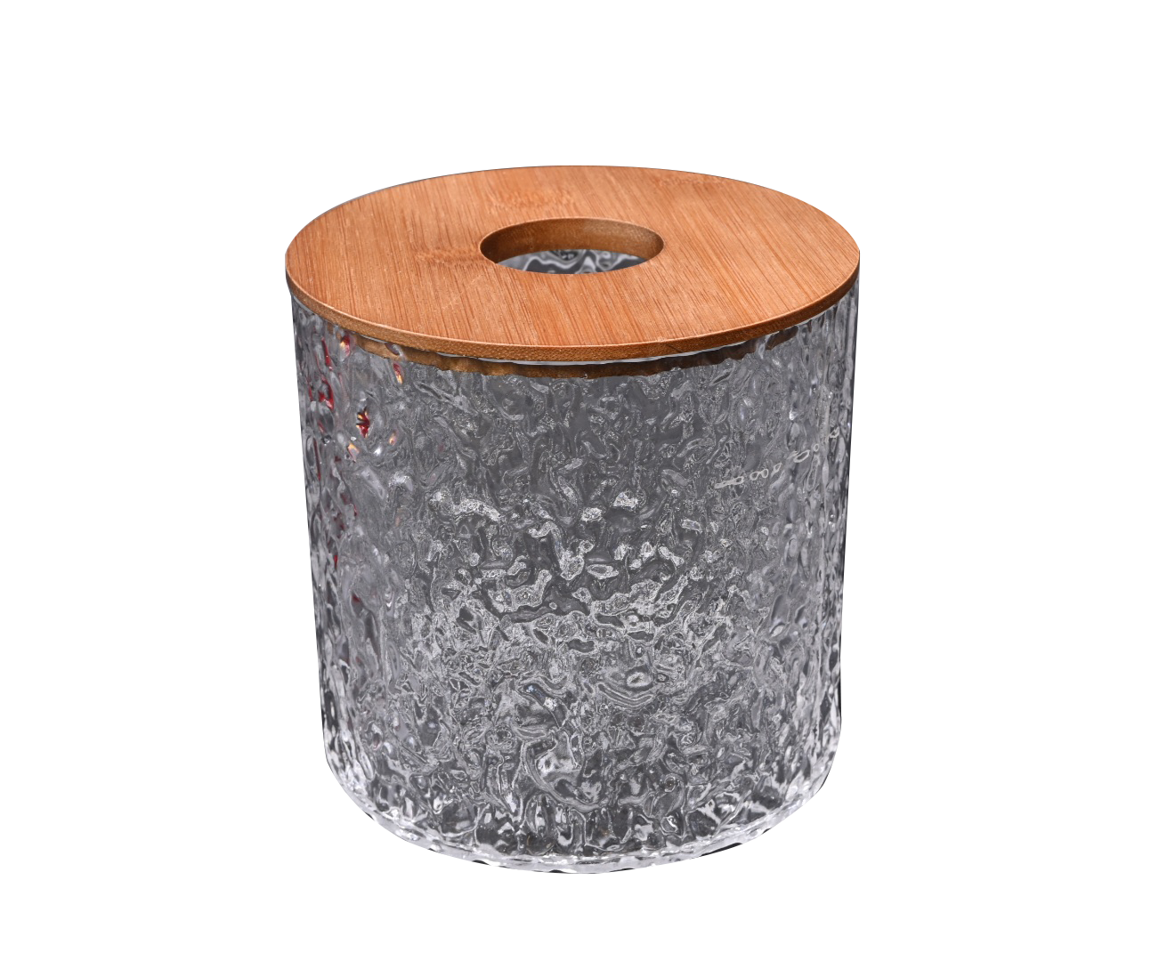 Glass Cylinder with Wooden Cap Tissue Box