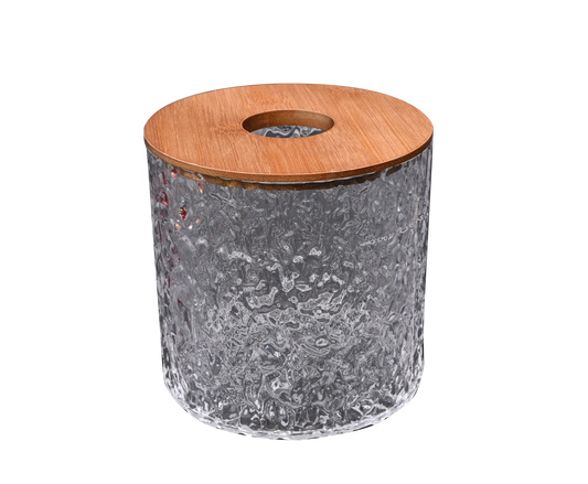 Glass Cylinder with Wooden Cap Tissue Box