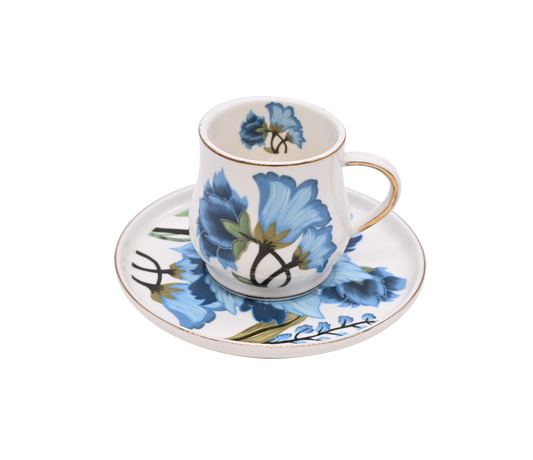 Elegant Blue Floral Cup and Saucer Set