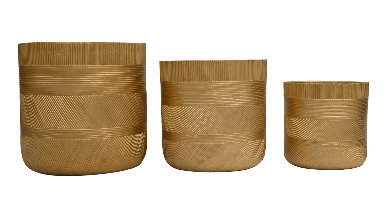 Golden Round Ceramic Flower Pot