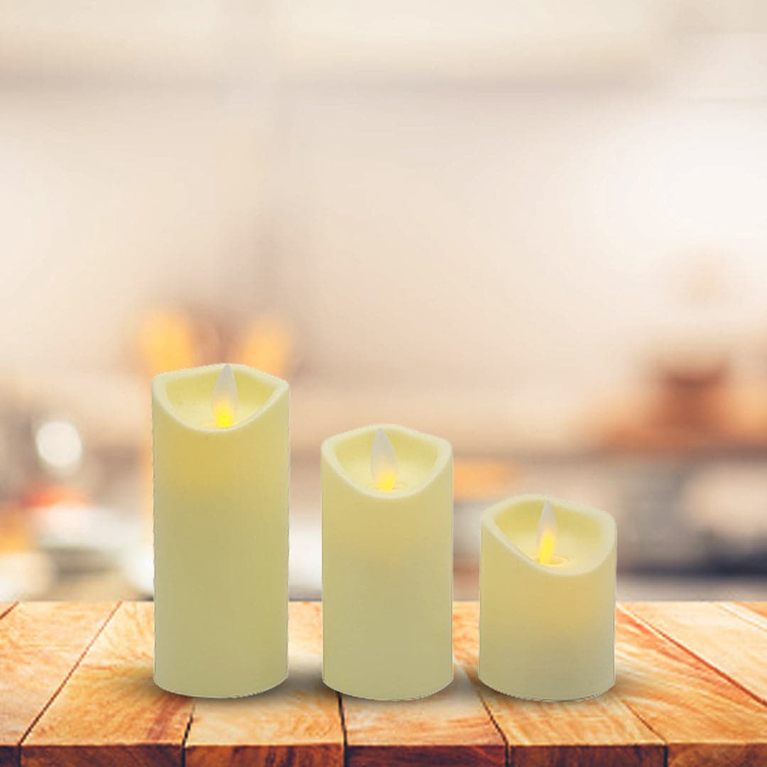 Set of 3 Battery-operated LED Candles with Moving Flame