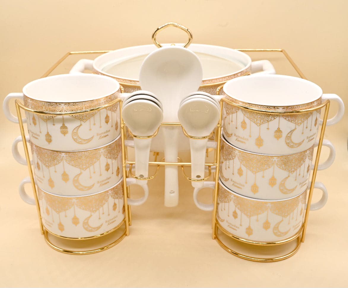 Nordic ceramic soup pot binaural soup bowl set