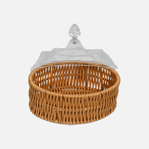 Rattan Cake Box With A Stylish Acrylic Lid