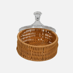 Rattan Cake Box With A Stylish Acrylic Lid