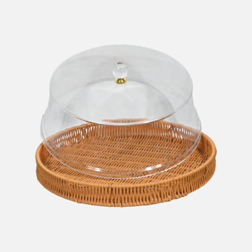 Rattan Cake Box With Clear Acrylic Lid