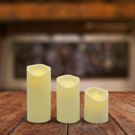 Set of 3 Battery-operated LED Candles with Moving Flame