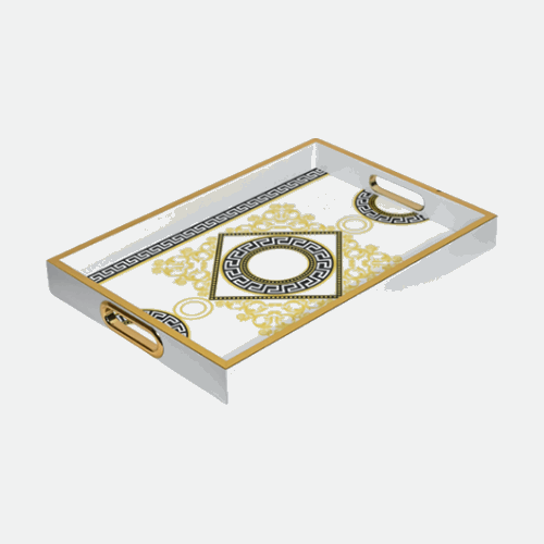 Geometrical Serving Tray With Golden Frame