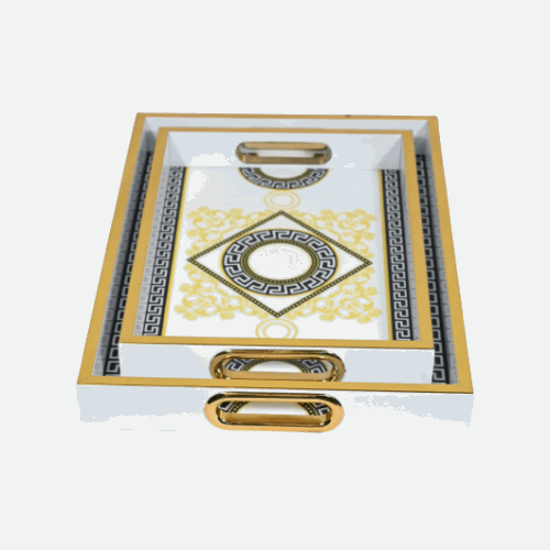 Geometrical Serving Tray With Golden Frame