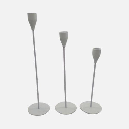Stemmed Candle Holder For Taper Candle Decoration White (Set Of 3)
