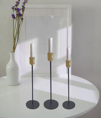 Black Brass Candle Stick Holder (Set Of 3)
