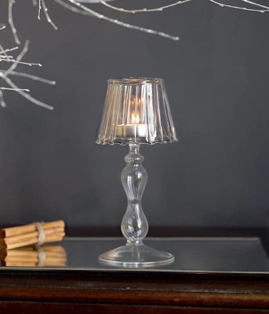 Lamp Shape Stripe Glass Candle Holder