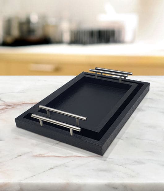 Royal Black Tray With Handle