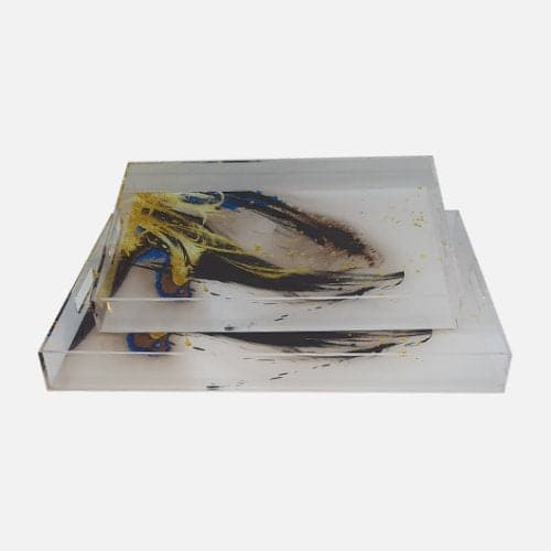 Abstract Acrylic Serving Tray With Handles