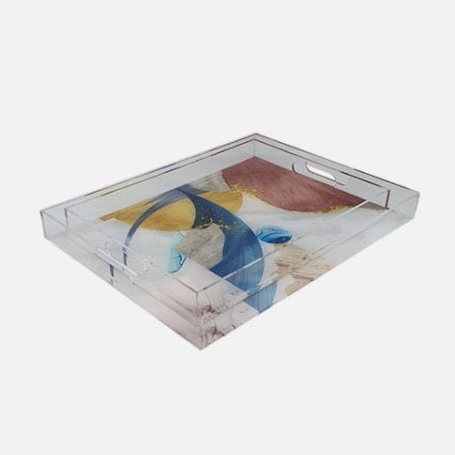 Abstract Acrylic Serving Tray With Handle