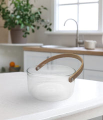 Wood Handle Transparent Bowl For Dining Ware