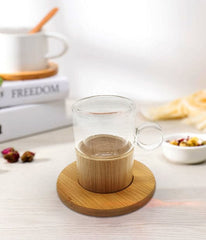 Transparent Tea Cup With Wood Saucer