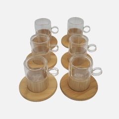 Transparent Tea Cup With Wood Saucer