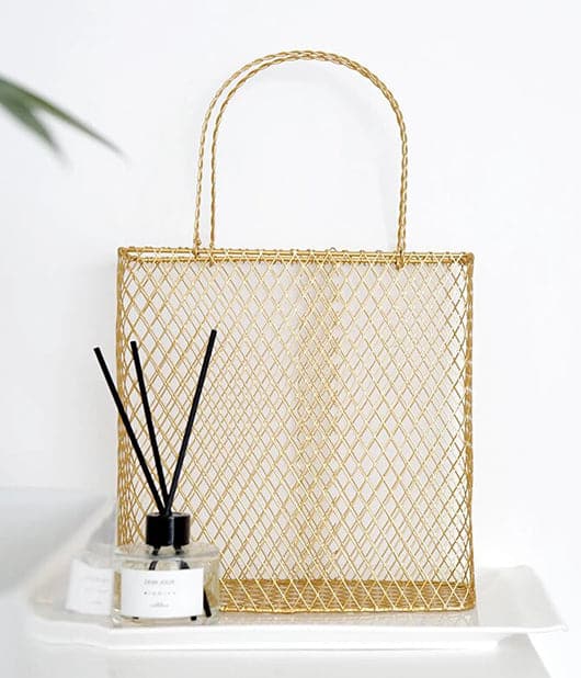 Golden Metal Storage Basket