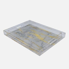 Sleek Design Abstract Painting Acrylic Serving Plate With Handle