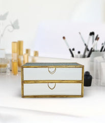 Glass Jewelry Trinket Box With 2 Drawers