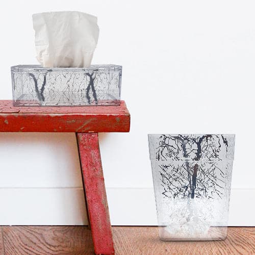 Painted Transparent Tissue Box With Dustbin