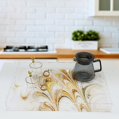 Abstract Acrylic Serving Tray With Handles