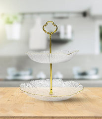 Luxury double-layered frosted glass cake stand